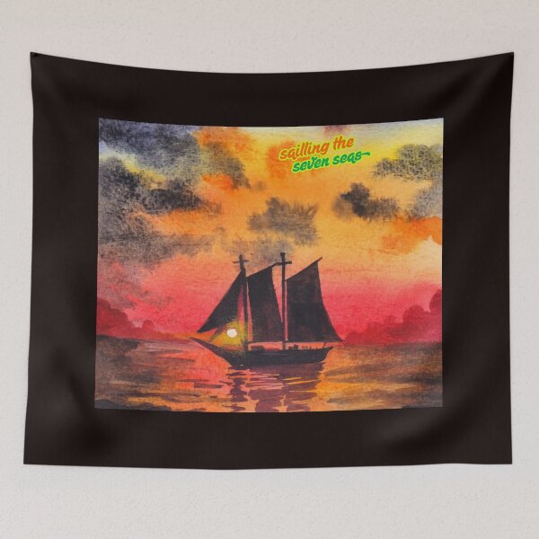 Aperçu de l'œuvre T-shirt graphique « Naviguer sur les sept mers » créée et vendue par “Popvanta – pop-culture-t-shirt-store .