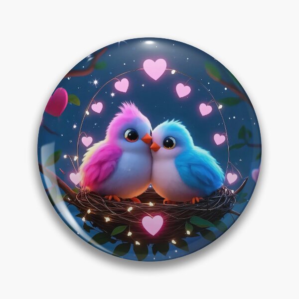 Item preview, Adorable 3D Cartoon Lovebirds - Romantic Nest Under Starry Sky designed and sold by amithachapa.