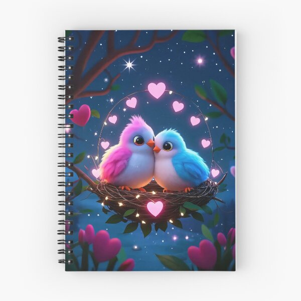 Item preview, Adorable 3D Cartoon Lovebirds - Romantic Nest Under Starry Sky designed and sold by amithachapa.