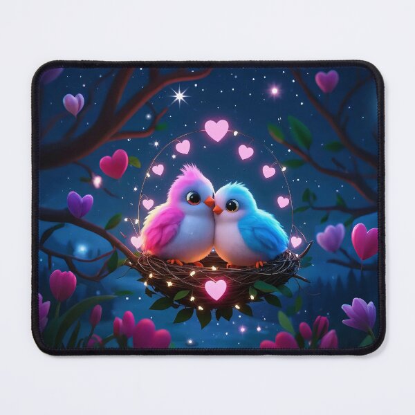 Item preview, Adorable 3D Cartoon Lovebirds - Romantic Nest Under Starry Sky designed and sold by amithachapa.