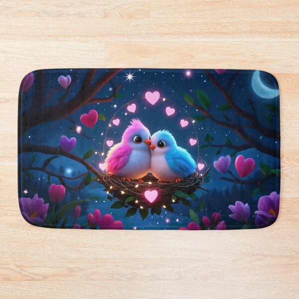 Item preview, Adorable 3D Cartoon Lovebirds - Romantic Nest Under Starry Sky designed and sold by amithachapa.