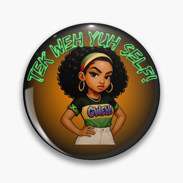 Artikelvorschau, „Tek Weh Yuh Self“ Jamaikanisches Patois-Design mit wilder Frauenillustration entworfen und verkauft von Ms.Ranty.