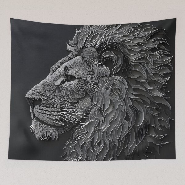 Item preview, Black and white lion sketch photo designed and sold by dcrc.