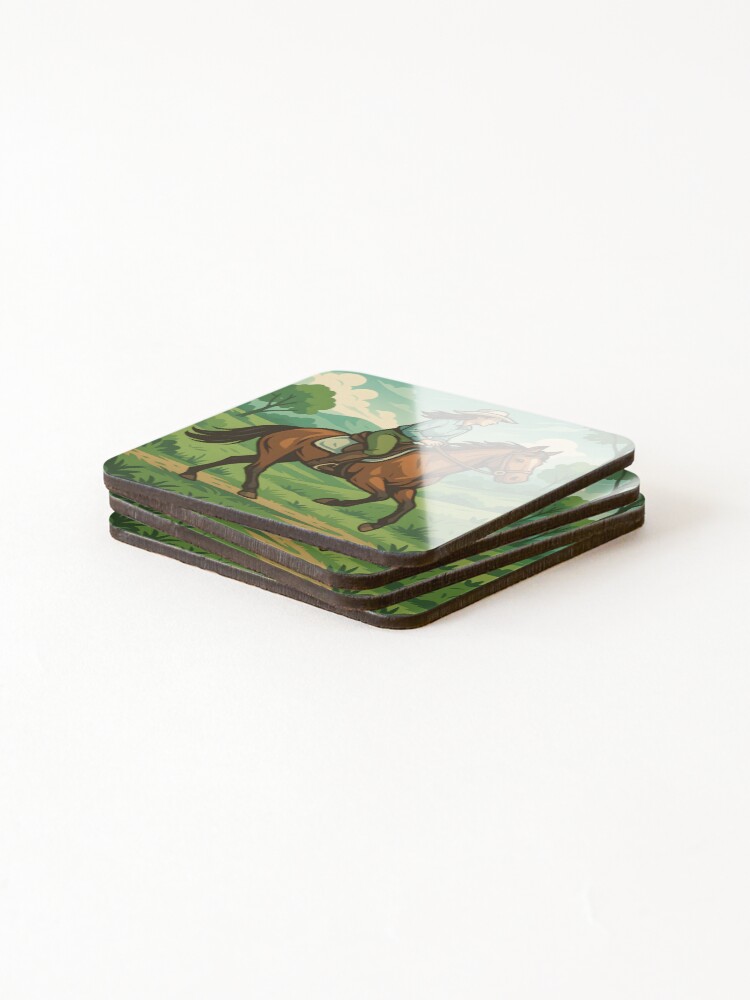 Thumbnail 4 of 5, Coasters (Set of 4), Horse Riding in Nature designed and sold by RekiStyle.