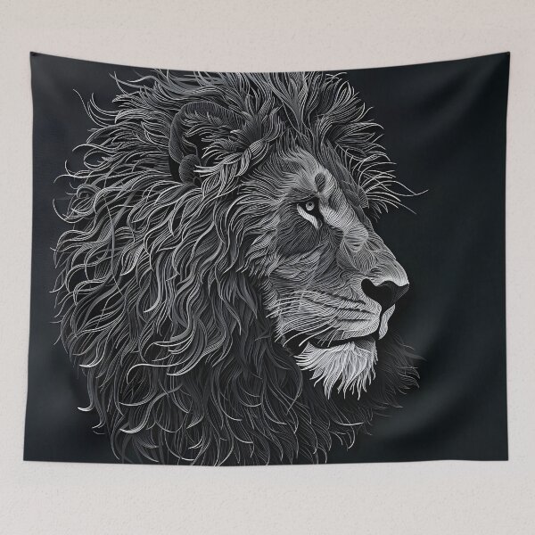Item preview, Black and white lion sketch photo designed and sold by dcrc.