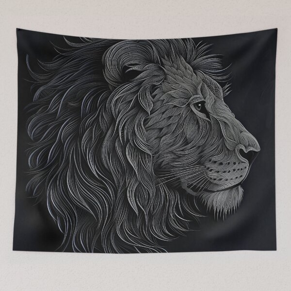 Item preview, black and white lion sketch photo designed and sold by dcrc.