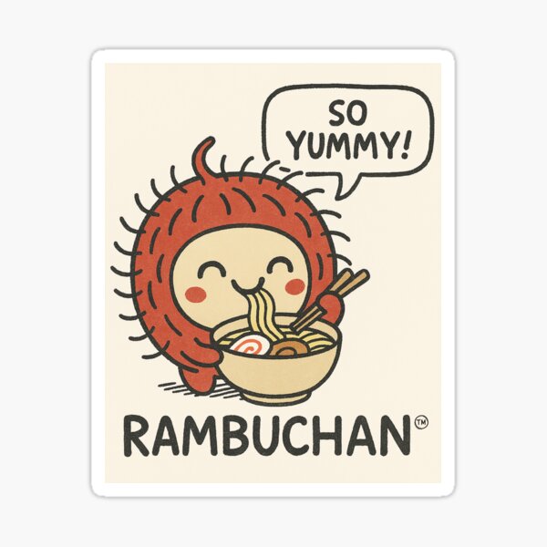 Vista previa del artículo con la obra «Rambuchan come ramen: momento de sorber fideos kawaii», diseñado y vendido por Rambuchan.