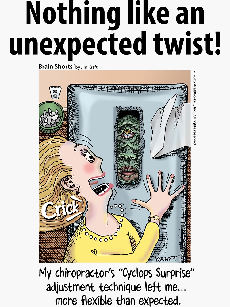 Thumbnail 3 of 3, Sticker, Nothing Like an Unexpected Twist Chriopractor designed and sold by jimkraft777.