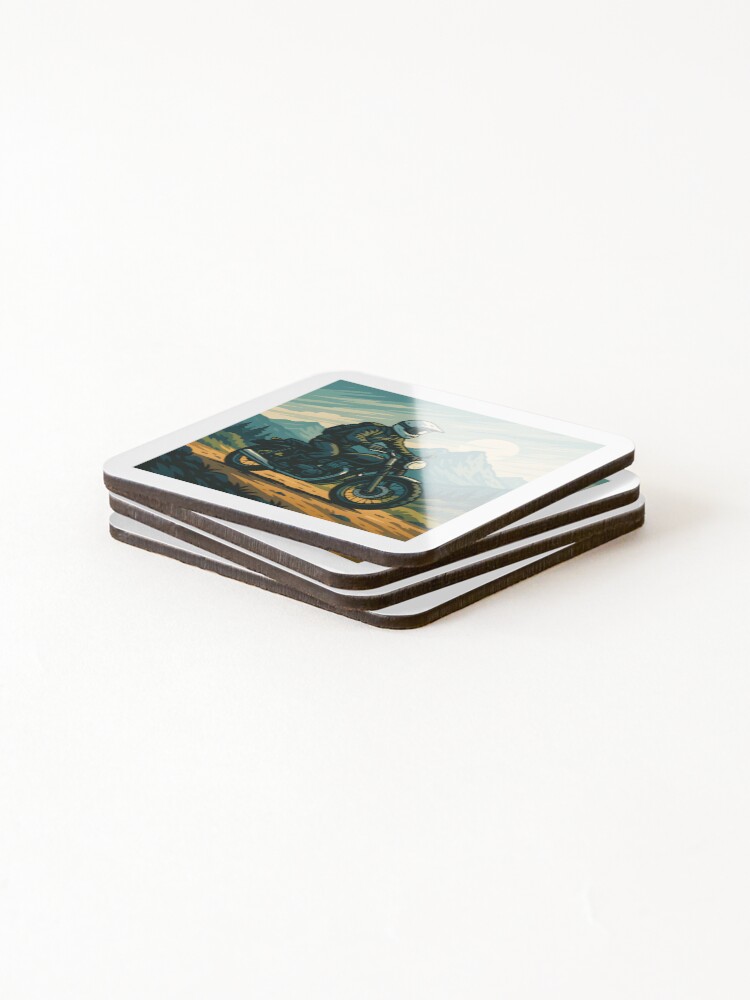Thumbnail 4 of 5, Coasters (Set of 4), Motorcycle Offroad Adventure designed and sold by RekiStyle.