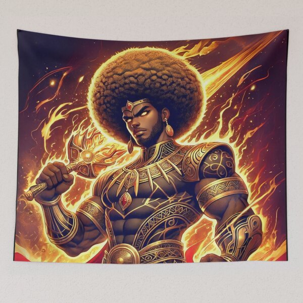 Item preview, Afrocentric Anime fire God designed and sold by Uluvet Design Studio.