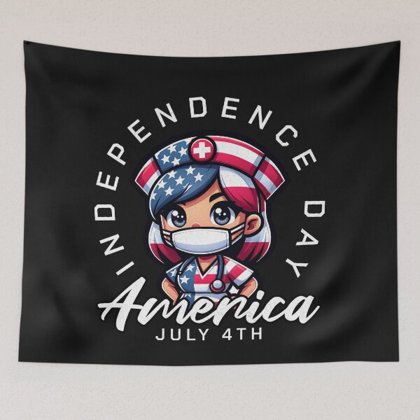 Item preview, 4th of July Nurse, Kawaii Healthcare Hero Art designed and sold by Bliss Find And Design.