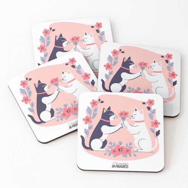 Aperçu de l'œuvre Images vectorielles positives de chats partageant des fleurs ensemble créée et vendue par SharpDigiDesign.