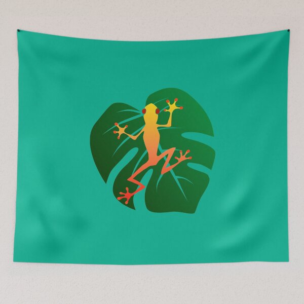 Item preview, Rana anaranjada de la selva tropical con la hoja tropical. designed and sold by MortalDesigns.
