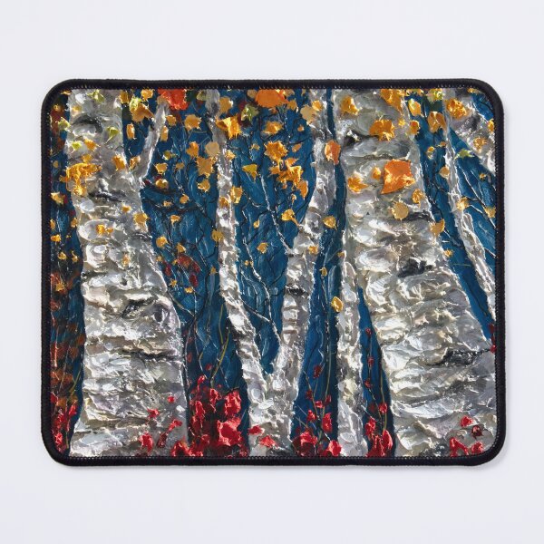 Item preview, Enchanted Aspen Grove Textured Palette Knife Forest Painting Colorado Landscape Art designed and sold by Rocky Mountain Artistry.