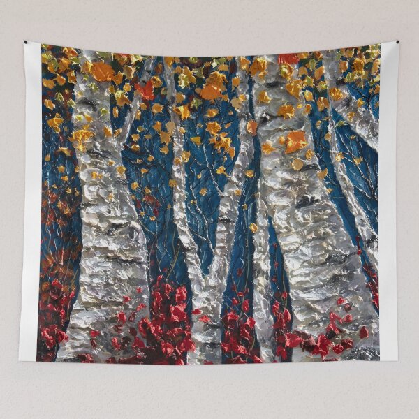 Item preview, Enchanted Aspen Grove Textured Palette Knife Forest Painting Colorado Landscape Art designed and sold by Rocky Mountain Artistry.