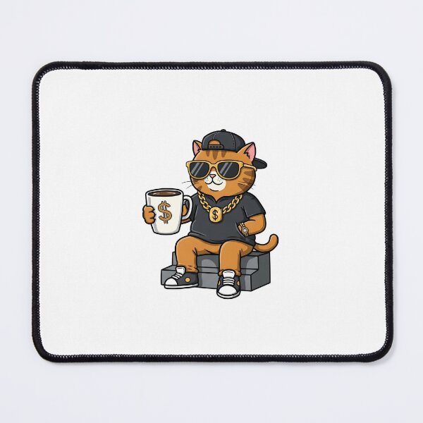 Item preview, Badass Cat with Coffee Attitude designed and sold by Meow Cat.