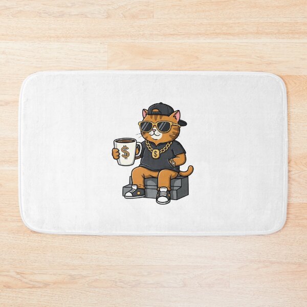 Item preview, Badass Cat with Coffee Attitude designed and sold by Meow Cat.