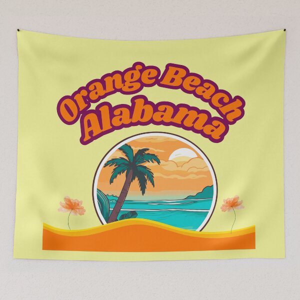 Item preview, Orange Beach Alabama Sunset Vintage Palm Tree Design designed and sold by Basma Store.