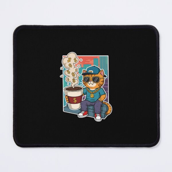 Item preview, Badass Cat with Coffee Vibes designed and sold by Meow Cat.