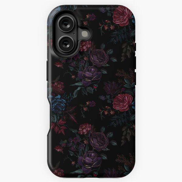Item preview, Dark floral academia flowers - girly feminine gothic roses - blue, pink and dark purple designed and sold by Fantasy Cache.
