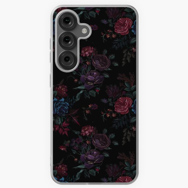 Aperçu de l'œuvre Fleurs académiques florales foncées - roses gothiques féminines et girly - bleu, rose et violet foncé créée et vendue par Fantasy Cache.
