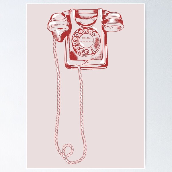 Item preview, Retro dial telephone red designed and sold by ekpatterns.
