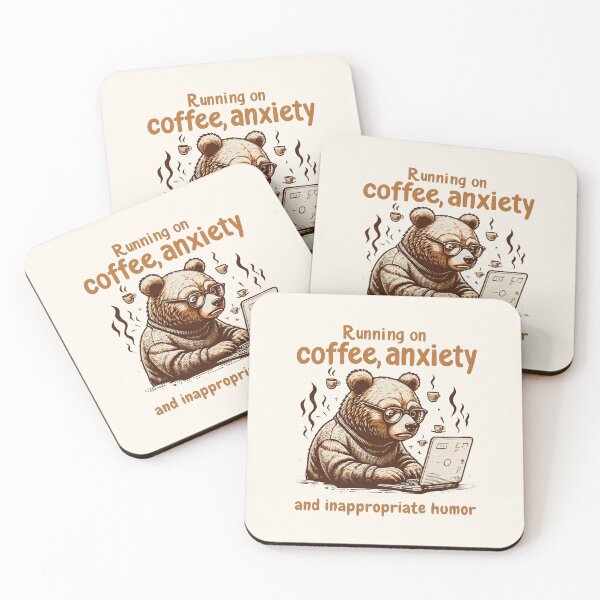 Item preview, Running On Coffee Anxiety And Inappropriate Humor Funny Coffee Quotes designed and sold by DemureArtsy.