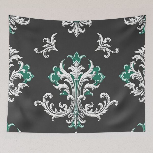 Item preview, Green & White Antiquarian Damask  designed and sold by DesignsByPrnces.