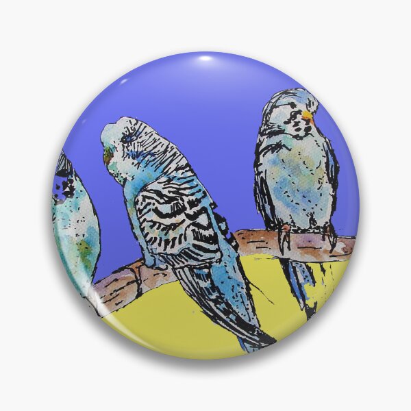 Item preview, Cute Budgies Budgerigars Sitting on A Branch Watercolor Painting  designed and sold by Sarah  Rajkotwala.