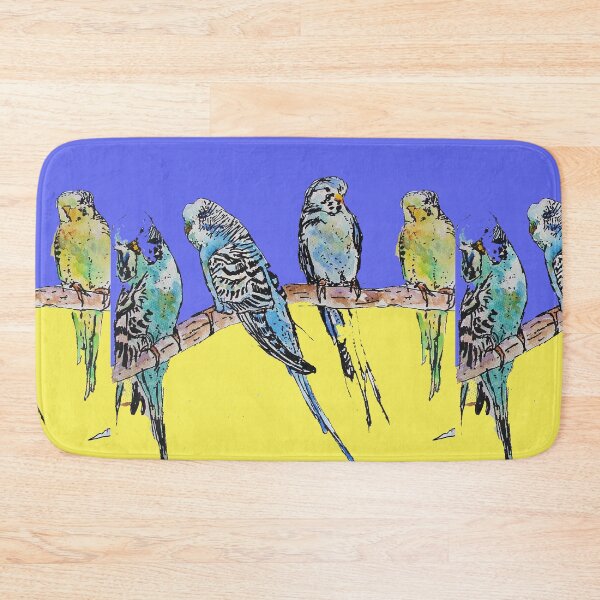 Item preview, Cute Budgies Budgerigars Sitting on A Branch Watercolor Painting  designed and sold by Sarah  Rajkotwala.
