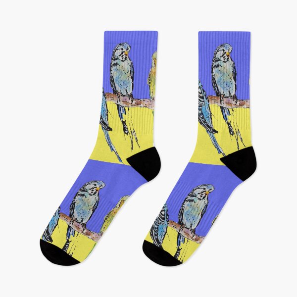 Item preview, Cute Budgies Budgerigars Sitting on A Branch Watercolor Painting  designed and sold by Sarah  Rajkotwala.