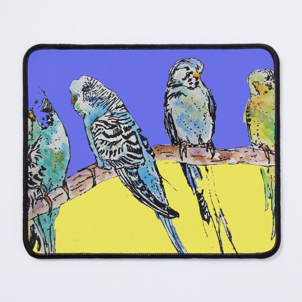 Item preview, Cute Budgies Budgerigars Sitting on A Branch Watercolor Painting  designed and sold by Sarah  Rajkotwala.