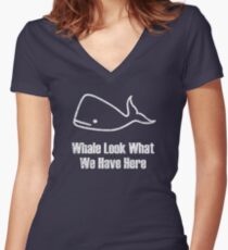 Whale Look What We Have Here - Print Women's Fitted V-Neck T-Shirt