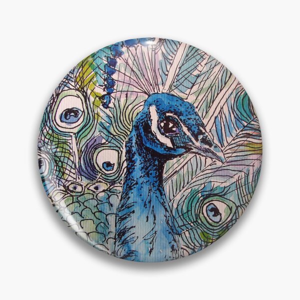 Item preview, Peacock Watercolor Painting and Ink Art designed and sold by Sarah  Rajkotwala.