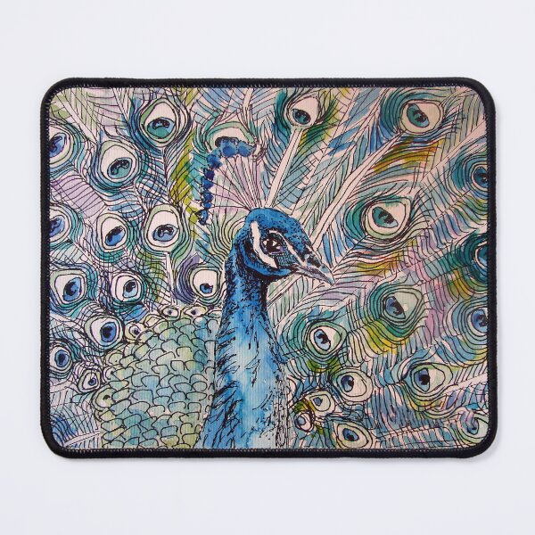 Item preview, Peacock Watercolor Painting and Ink Art designed and sold by Sarah  Rajkotwala.