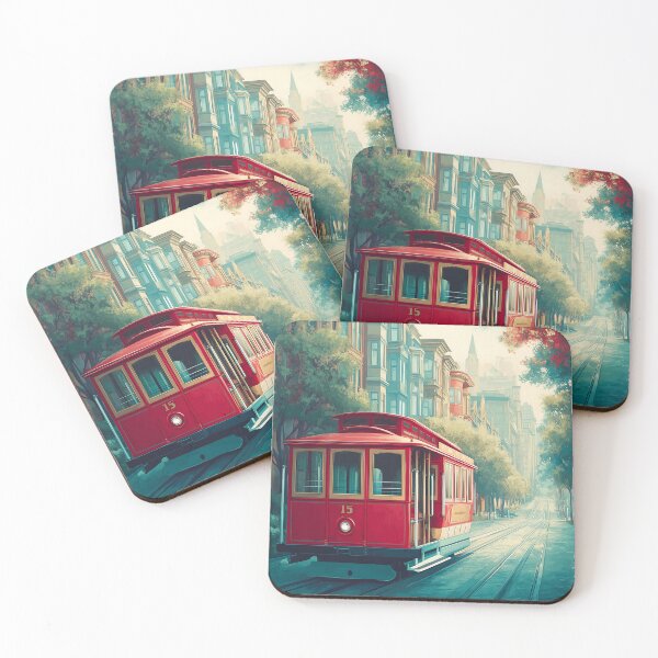 Item preview, Nostalgic San Francisco Trolley Travel Poster designed and sold by Boddicca.