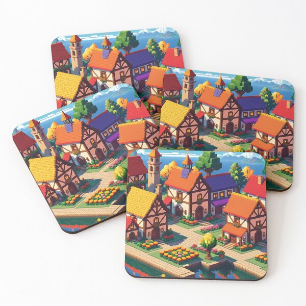 Item preview, Whimsical Pixel Village designed and sold by NeoHues.