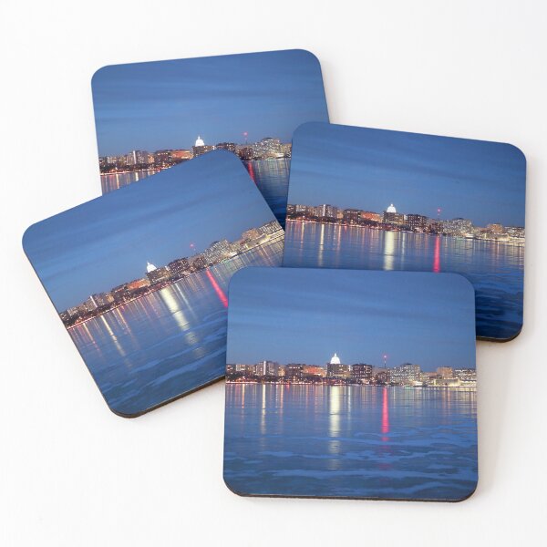 Item preview, Madison, Wisconsin skyline cityscape with State Capitol Building and Monona Terrace Frank lloyd Wright designed and sold by Maryna Gumenyuk.