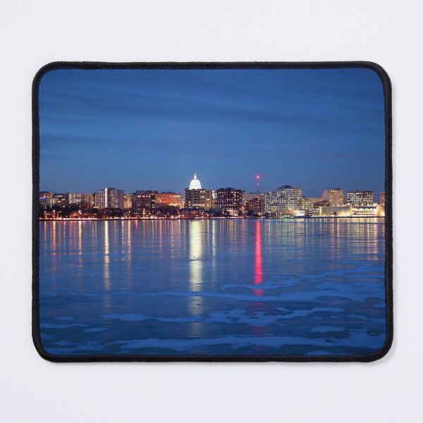 Item preview, Madison, Wisconsin skyline cityscape with State Capitol Building and Monona Terrace Frank lloyd Wright designed and sold by Maryna Gumenyuk.