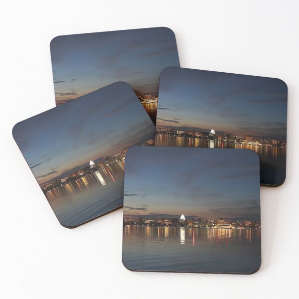 Item preview, Madison, Wisconsin skyline cityscape with State Capitol Building and Monona Terrace Frank lloyd Wright designed and sold by Maryna Gumenyuk.