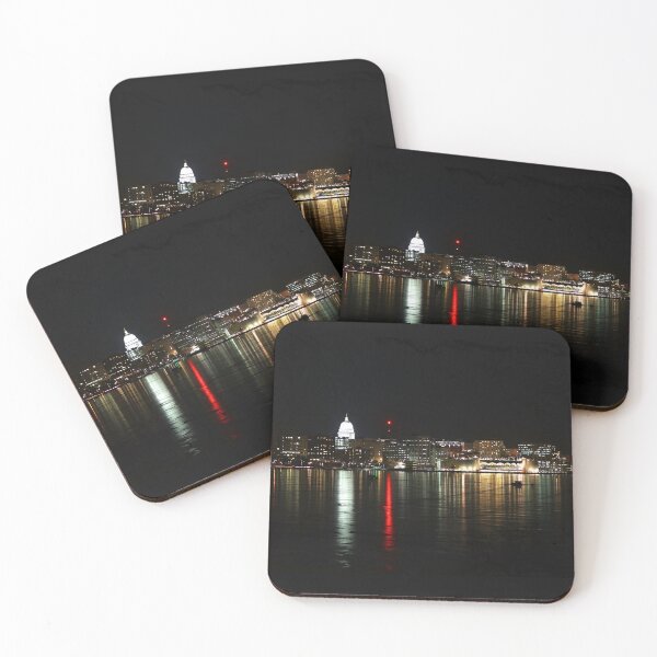 Item preview, Madison, Wisconsin skyline cityscape with State Capitol Building and Monona Terrace Frank lloyd Wright designed and sold by Maryna Gumenyuk.