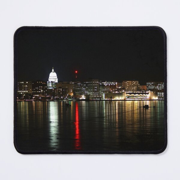 Item preview, Madison, Wisconsin skyline cityscape with State Capitol Building and Monona Terrace Frank lloyd Wright designed and sold by Maryna Gumenyuk.