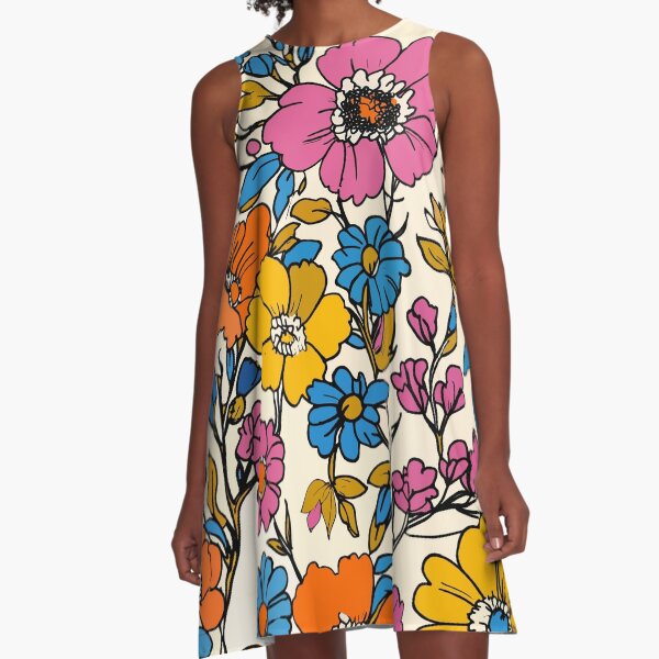Item preview, Bold retro flowers designed and sold by cult-andromeda.