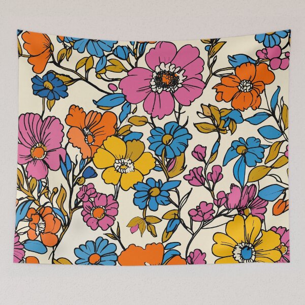 Item preview, Bold retro flowers designed and sold by cult-andromeda.