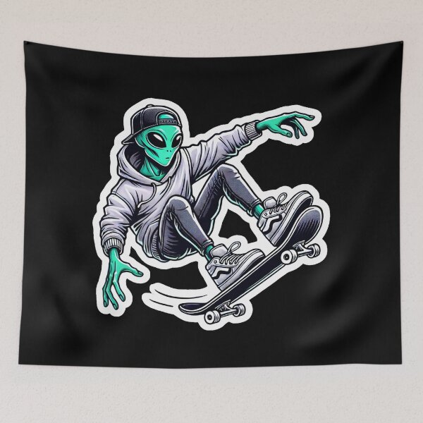 Item preview, Skateboarding Alien designed and sold by PinUpPizzazz.