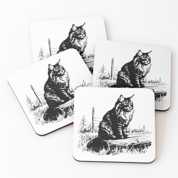 Item preview, Maine Coon Furry Longhaired Cat Log Housecat Pet Country designed and sold by inkoutninja.