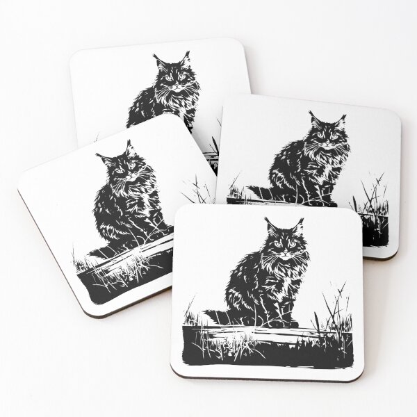 Item preview, Maine Coon Furry Longhaired Cat Log Housecat Pet Country designed and sold by inkoutninja.
