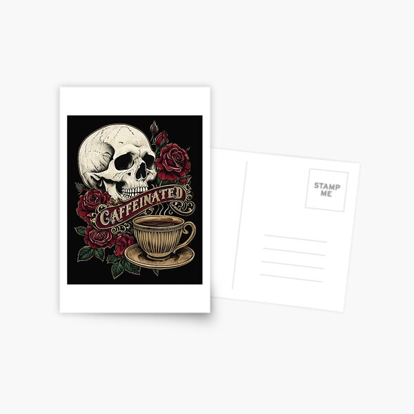 Item preview, Dark romance Caffeinated Skull designed and sold by CottonandQuill.