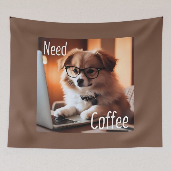Item preview, Need Coffee - a dog hard at work designed and sold by DogLoverTeeShop.