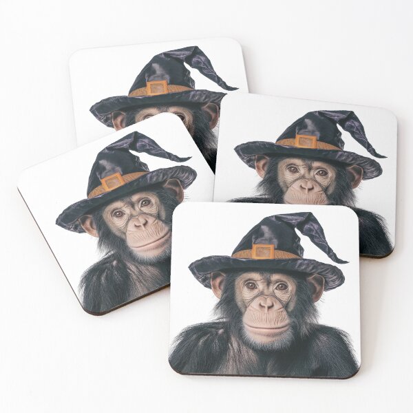Item preview, Chimpanzee Wearing Halloween Witch Hat designed and sold by LazyOwlStore.